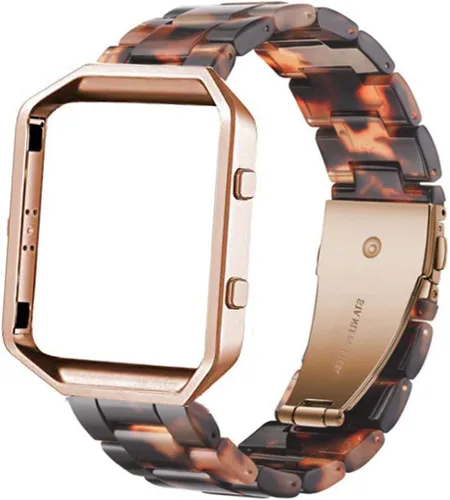 Vista 7 de Correa de resina compatible con Fitbit Blaze, carcasa de marco de metal para mujeres y hombres + accesorio de resina Azul