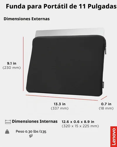 Vista 6 de Lenovo Funda básica para laptop de 11 pulgadas para notebook/tablet, compatible con MacBook Air/Pro, material de neopreno, forro polar suave