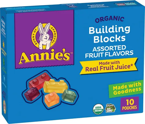 Vista 21 de Bocadillos Orgánicos Building Blocks de Annie's con Sabor a Fruta, Sabores de Frutas Variados, Sin Gluten, 10 Bolsas, 7 oz Formas de bloques