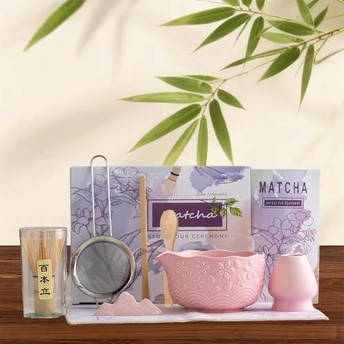 Vista 8 de Juego de 8 batidores de matcha, cuenco de bambú Chasen Matcha con boquilla, tamiz, cuchara, soporte para batidor, alfombrilla de bambú, kit completo