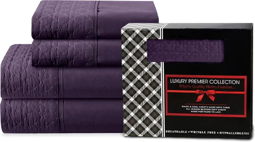 Vista 15 de Elegant Comfort Lujoso juego de sábanas acolchadas de 4 piezas, caja de regalo, calidad egipcia de 1500 hilos, suave, resistente a las arrugas