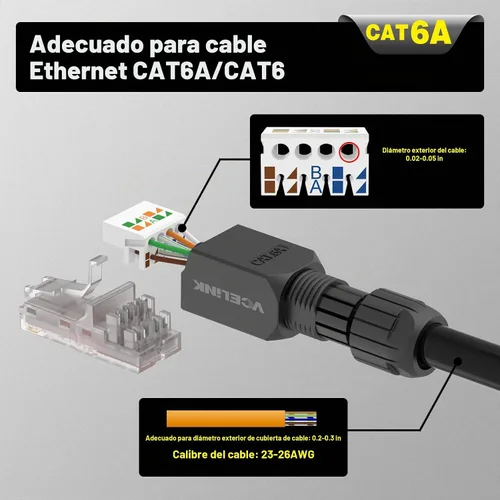 Vista 5 de VCELINK Conector RJ45 Cat6 sin herramientas, paquete de 6, chapado en oro