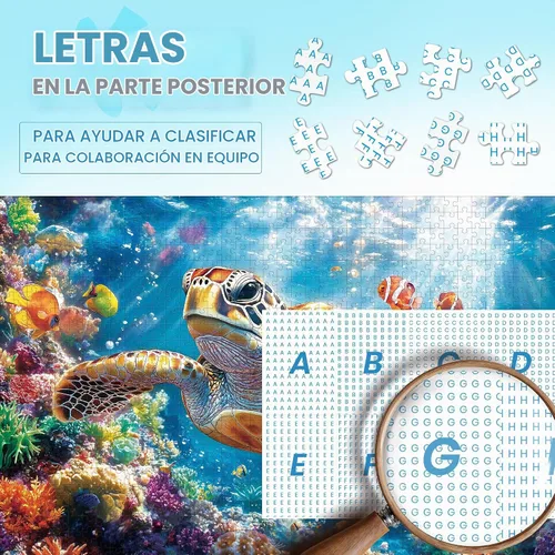 Vista 4 de Rompecabezas para adultos de 1000 piezas de tortuga marina Pez tortuga