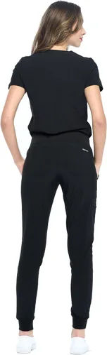 Vista 5 de Dagacci Medical Uniform® Women's V-Neck Jogger Scrubs Negro