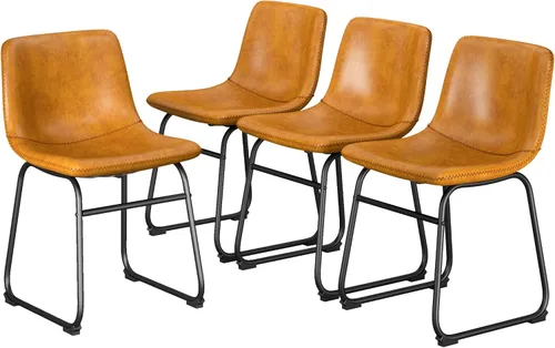 Vista 27 de YaFiti - Juego de 2 sillas de comedor de 18 pulgadas, sillas modernas tapizadas para comedor con cojines de piel sintética y patas de metal, silla