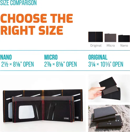 Vista 4 de SlimFold Cartera minimalista - Opción RFID - Delgada, duradera e impermeable garantizada - Fabricado en Estados Unidos - Tamaño NANO, Negro