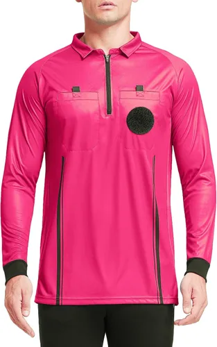 Vista 11 de FitsT4 Sports - Camiseta de árbitro de fútbol para hombre de manga larga Negro
