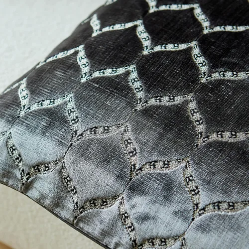 Vista 5 de Fundas de almohada con diseño de terciopelo de corte morisco, elegante y lujosa, color gris, fundas de cojín decorativas grandes para sofá, cama