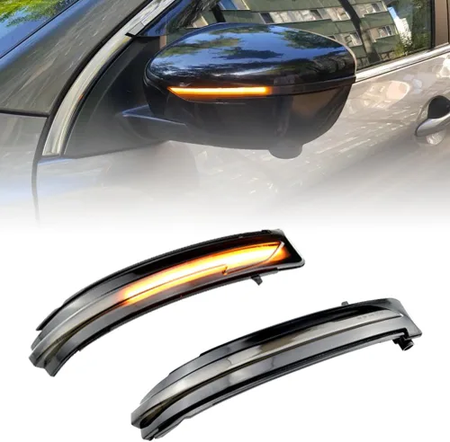 Vista 9 de Conjunto de 2 luces intermitentes dinámicas secuenciales LED intermitentes para espejo lateral compatible con Nis-san X-Trail T32 Ro-gue Qashqai J11