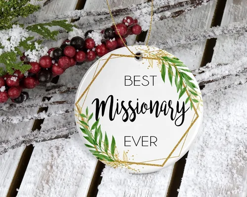 Vista 2 de Adorno de Navidad misionero, regalo de Navidad para misionero, el mejor misionero del mundo, el mejor misionero de la historia, regalos misioneros