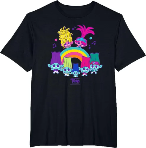 Vista 26 de Camiseta DreamWorks Trolls Band Together BroZone Poppy Viva Rainbow Negro