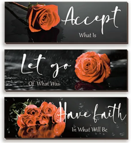 Vista 9 de ZINYAZHE 3 Piezas de Decoración de Pared en Blanco y Negro, Arte de Pared Inspirador de Flores de Madera, Rosas Blancas para Baño, con Frases Rosa