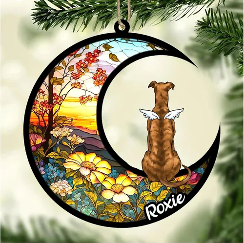 Vista 411 de LOVELYPOD Adorno de Navidad personalizado para perro Basset Hound (marrón) Basset Hound (marrón) adorno para atrapasoles de perro, razas de perros