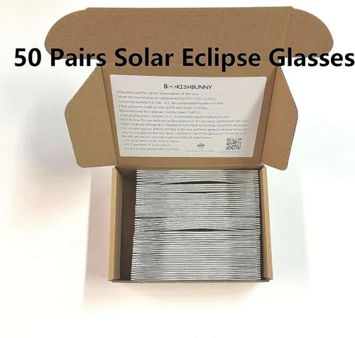 Vista 2 de Bookishbunny 50 pares solares de los espectadores del eclipse de las gafas de papel de la visión del sol ISO certificó diversos patrones