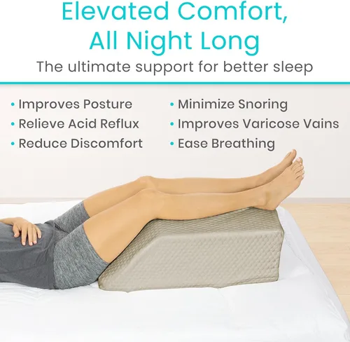 Vista 8 de Xtra-Comfort Almohada de elevación de piernas para dormir, hinchazón, poscirugía – Almohada de espuma viscoelástica – Cojín de apoyo para embarazo
