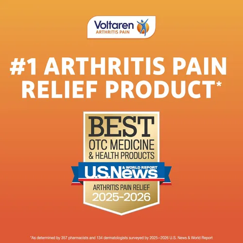 Vista 2 de Voltaren Gel para aliviar el dolor de artritis, diclofenaco sódico, 1% (AINE), potente analgésico clínicamente probado con tapa superior fácil