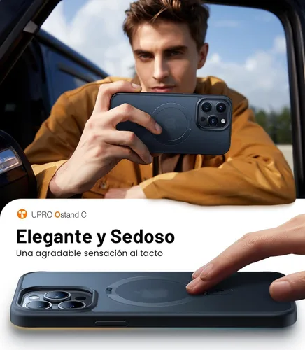 Vista 8 de TORRAS Funda Ostand ultra magnética para iPhone 15 Pro [compatible con MagSafe] [soporte resistente y soporte para anillo] grado militar, a prueba