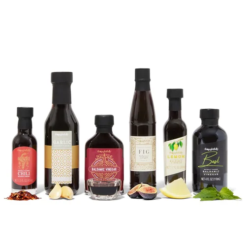 Vista 3 de Thoughtfully Gourmet, juego de regalo de vinagre balsámico, los sabores incluyen higo, chile, ajo y más, certificado IGP, fabricado en Módena