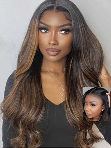 Vista 12 de UNICE - Peluca frontal de encaje con onda corporal 13X4 con cordón de ajuste, pelucas de cabello humano, colocación y listo, peluca sin pegamento