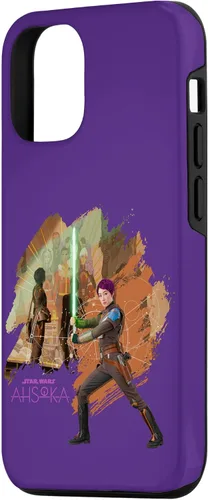 Vista 2 de iPhone 12/12 Pro Star Wars Ahsoka Part Two Sabine Wren Mural y estuche de sable de luz
