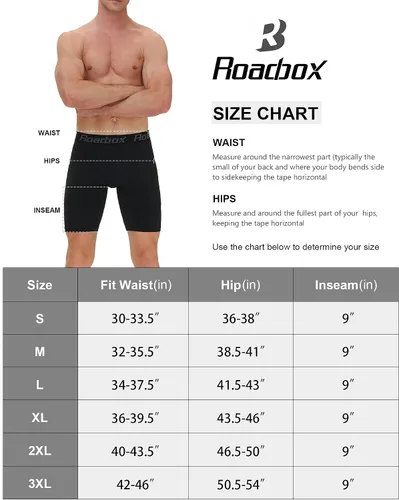Vista 6 de Roadbox Pantalones cortos de compresión para hombre, pantalones cortos de compresión de elastano para correr con bolsillo perfecto, XL