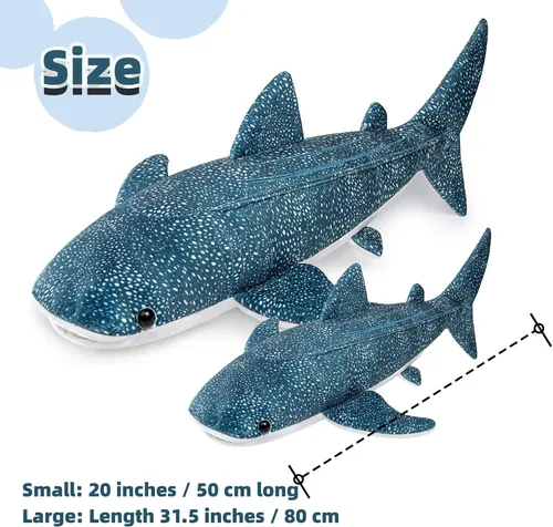 Vista 6 de FRANKIEZHOU Peluche de tiburón ballena gigante de simulación, animal de peluche, juguete suave, juguete de peluche, juguetes de peluche, juguetes