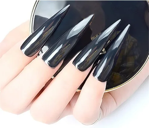 Vista 6 de 1 unidad de polvo de uñas cromado negro con purpurina en polvo de pigmento cromado brillante para uñas de espejo de uñas cromadas en polvo metálico