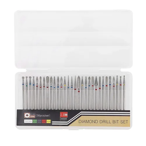 Vista 7 de Juego de 30 brocas de uñas, brocas para quitar acrílico o gel duro, brocas de carburo para manicura y pedicura, herramienta de arte de uñas, broca
