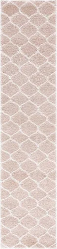 Vista 3 de SAFAVIEH Tahoe Shag Collection - Alfombra para pasillo, 2 x 9 pies, color beige y blanco, diseño de enrejado, no desprende pelusa y de fácil