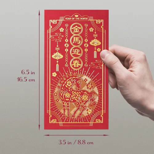 Vista 4 de Sobres rojos de año nuevo chino, 36 paquetes rojos de Año Nuevo Lunar 2026, Hong Bao con diseño de lámina dorada, sobres de dinero de regalo, año