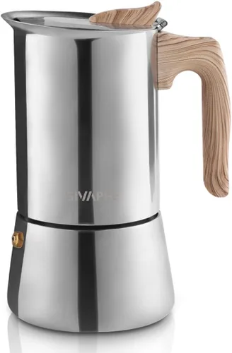 Vista 11 de Sivaphe - Cafetera espresso para estufa de acero inoxidable, capacidad de 9 tazas, olla moca de 450 ml, cafetera con filtro de acero y junta de 9