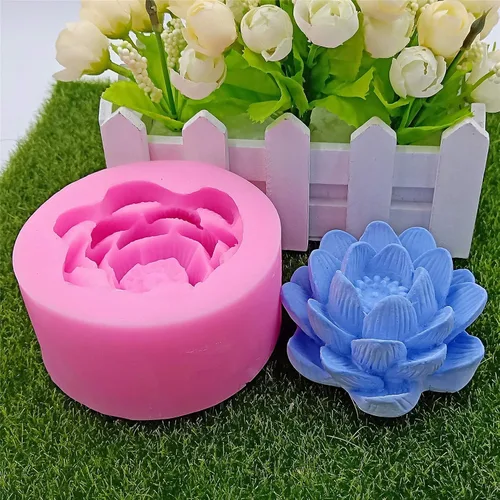 Vista 4 de Elegance Lotus - Molde de silicona para velas, moldes de jabón de flores (floreciente)