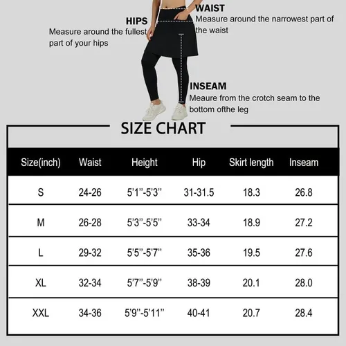 Vista 6 de Falda atlética con leggings, leggings con falda de tenis para mujer con bolsillo