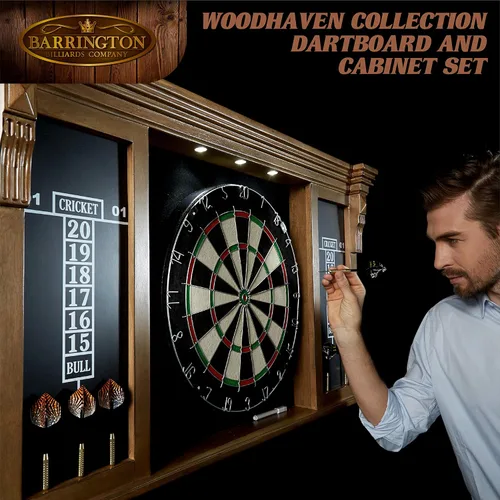 Vista 7 de Barrington Official Size Dartboard Multiple Styles Pre-Assembled Pub Style Wood Dartboard Collection