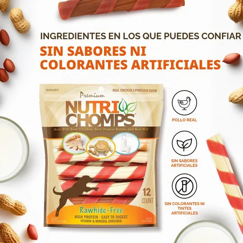 Vista 5 de NutriChomps - Masticables para perros, giros de 6 pulgadas, sabores