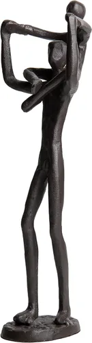 Vista 9 de Danya B. Orgulloso padre sosteniendo niño escultura de hierro contemporánea pequeña estatua decorativa