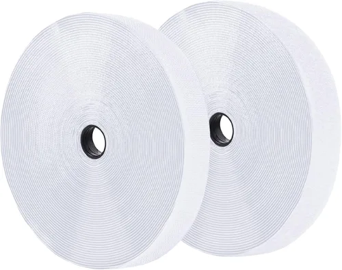 Vista 10 de Cinta de Velcro Autoadhesiva Negra de 0.75 Pulgadas x 82 Pies con Respaldo Adhesivo, Rollo de Sujeción, Tiras Autoadhesivas de Nailon de Servicio