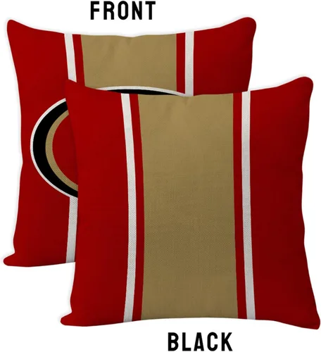 Vista 2 de 2 fundas de almohada estilo fútbol de 18 x 18 pulgadas, material de lino, decoración de fundas de almohada para el sofá del hogar de San Francisco