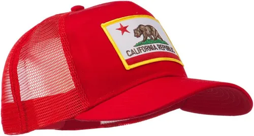 Vista 10 de e4Hats.com Gorra de malla de sarga parcheada con bandera del estado de California