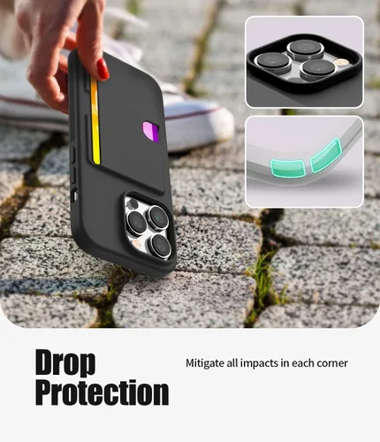 Vista 5 de GOOSPERY Rail 2 - Funda para tarjetas compatible con iPhone 14 Pro con dos ranuras para tarjetas, protección ligera y suave, soporte para tarjetas