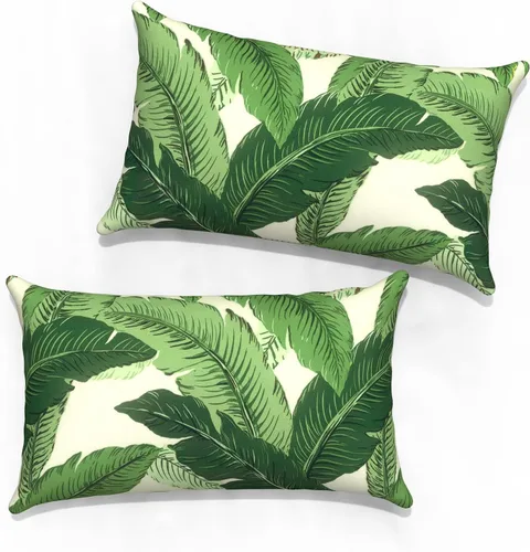 Vista 25 de Juego de 2 fundas cuadradas de 16 x 16 pulgadas para cojín de exteriores, fundas decorativas modernas para cojín de respaldo para muebles de patio