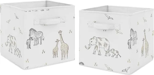 Vista 5 de Sweet Jojo Designs Juego de 2 cubos de almacenamiento plegables de tela (dinosaurio de acuarela de dinosaurio) para niños, bebés, niños, cajas