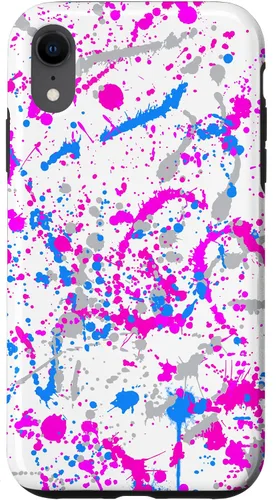 Vista 25 de iPhone 16 Rosa + Azul + Gris Blanco Patrón de salpicaduras de pintura
