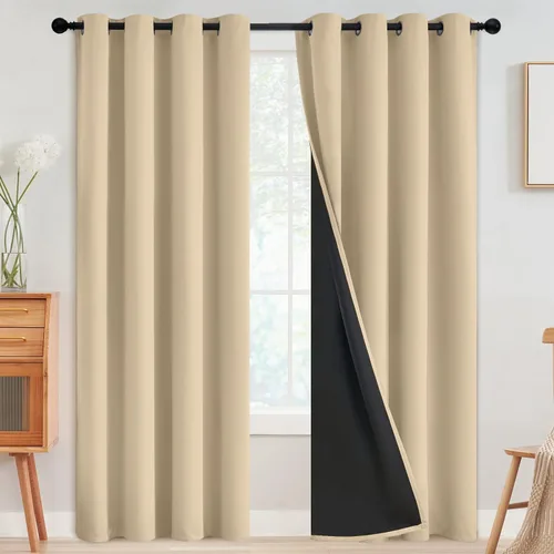 Vista 96 de SimpleHome - Cortinas opacas 100% para recámara, cortinas de ventana con ojales beige, con aislamiento térmico, cortinas de oscurecimiento