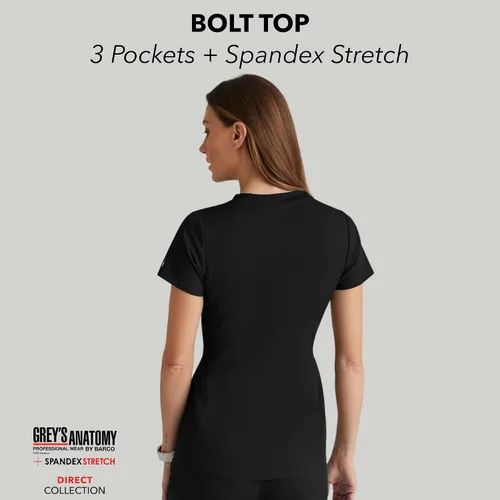 Vista 2 de BARCO Grey's Anatomy Spandex Stretch Direct - Camiseta médica con cuello en V para mujer