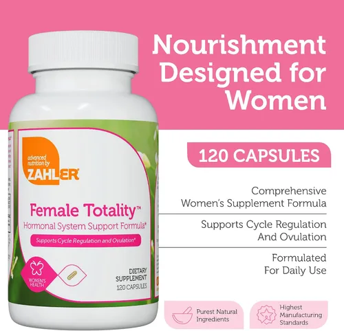 Vista 2 de Zahler Femenina Totality, Suplementos de fertilidad para mujeres, vitaminas prenatales de fertilidad, certificado Kosher, 120 cápsulas