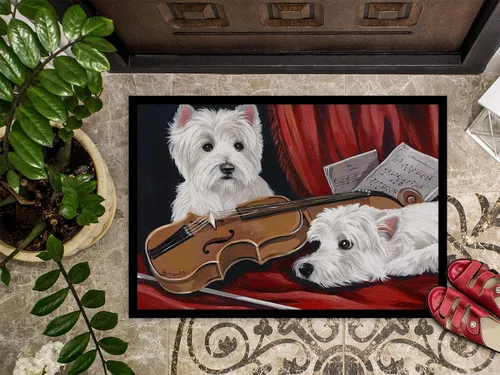 Vista 2 de Caroline's Treasures PPP3279MAT Westie Fiddlers - Felpudo de 18 x 27 pulgadas, tapete para puerta delantera, interior y exterior, para entrada