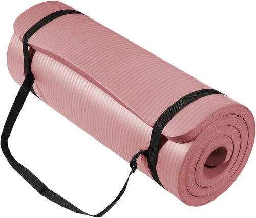 Vista 11 de Fitvids Esterilla de yoga extra gruesa de alta densidad antidesgarros de 1/2 pulgada con correa de transporte, color verde