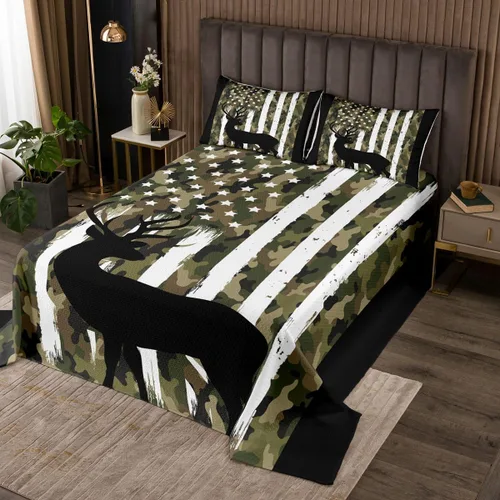 Vista 11 de Erosebridal Juego de edredón de oso tamaño individual, juego de colcha de animales de la selva para niños y niñas, juego de ropa de cama retro