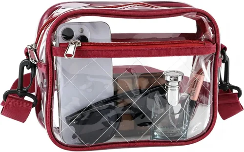 Vista 8 de Bolsa transparente para eventos de estadio – Bolso transparente para mujer con correa de hombro extraíble, bolsa cruzada transparente